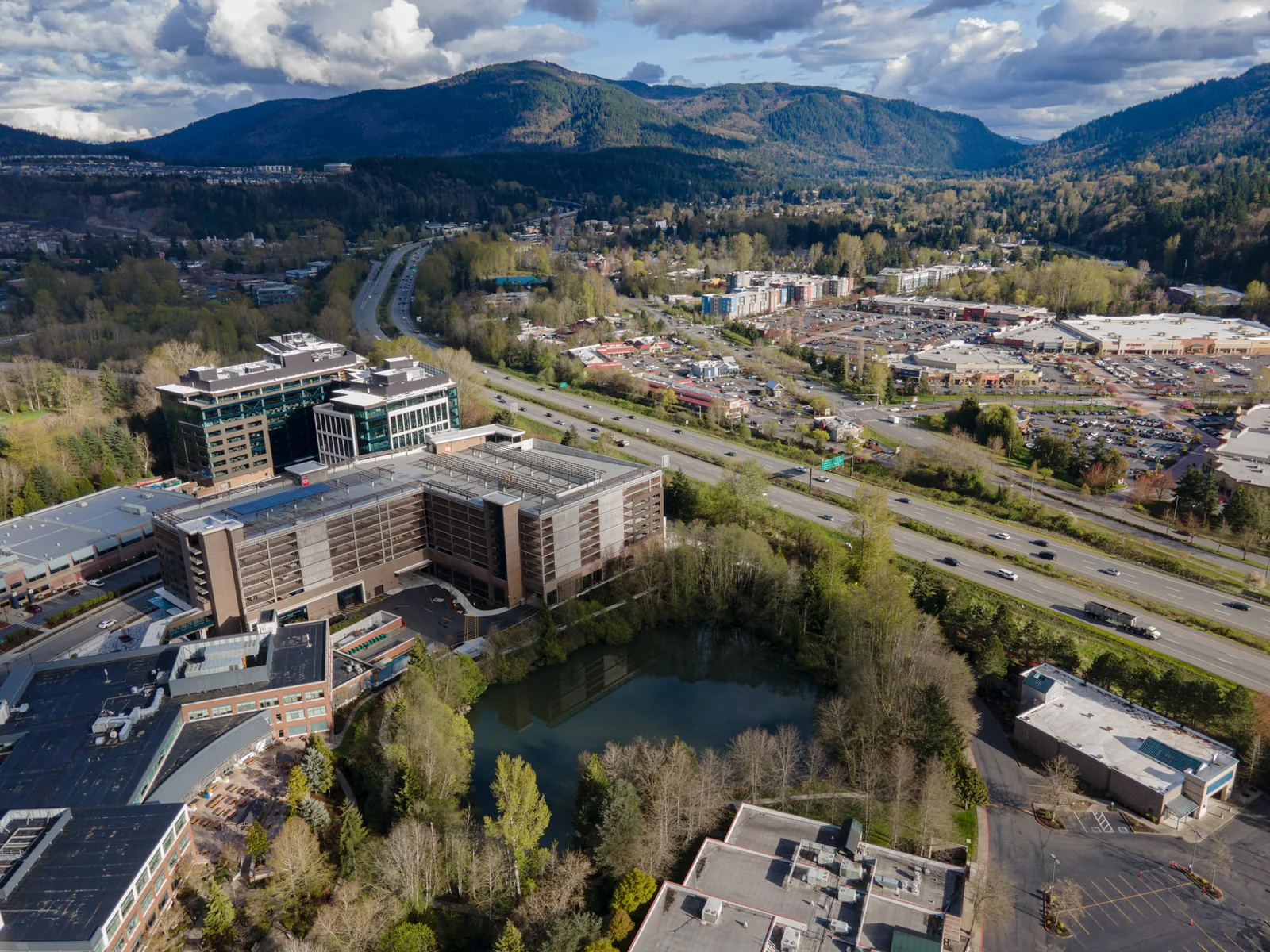 Issaquah Aerial view of Issaquah among the surrounding green hills