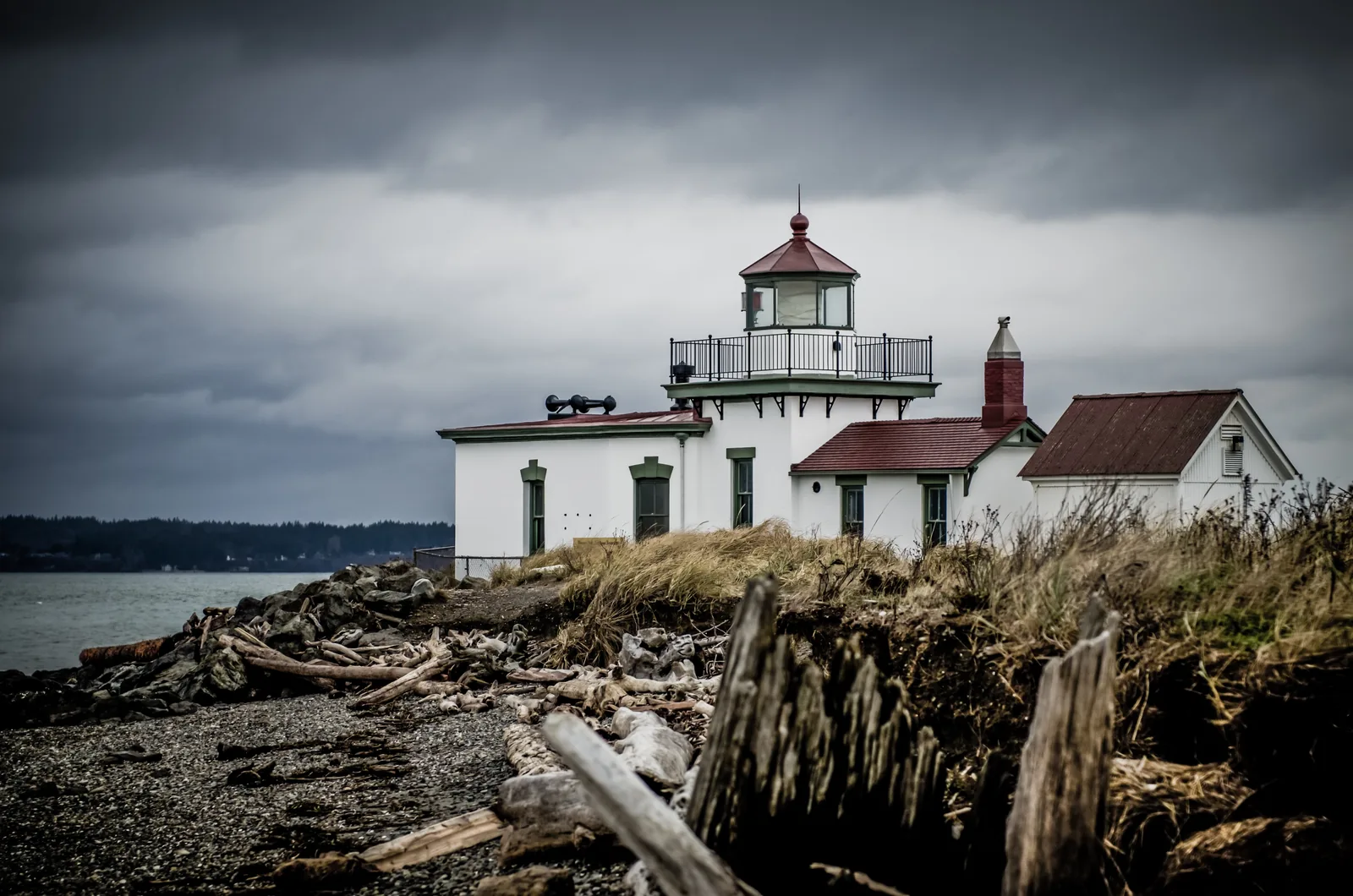 West Point Lighthouse and Puget Sound at Discovery Park in Magnolia